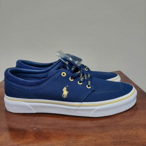 Polo Ralph Lauren Men's Canvas Faxon X Sneaker Navy Blue Size 9 W Extra Laces - Picture 6 of 7